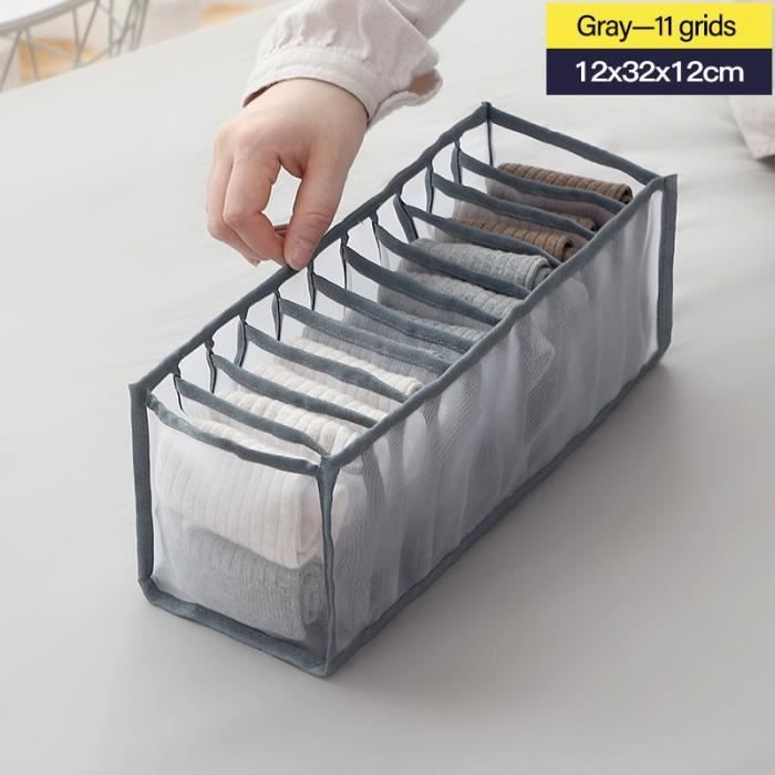 Lot de 4 Boîtes de Rangement pour Sous-vêtements Gris – Organisateurs de Tiroirs pour Lingerie et Chaussettes - The Good Place Maroc