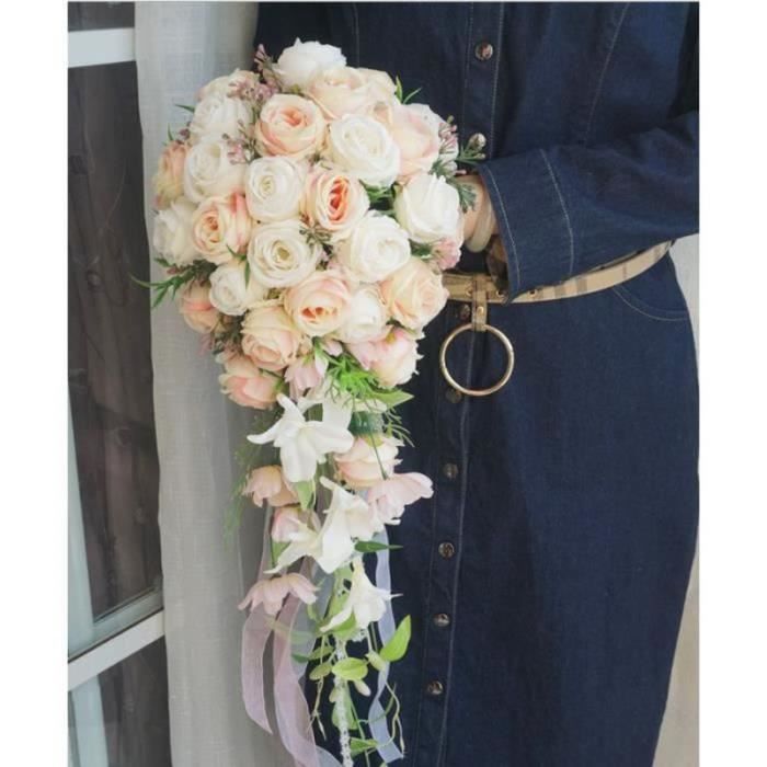 Bouquet De Fleurs Faux cascade avec Perle Artificielle Fleurs de Mariage  pour la mariée,Amant,Parent Maison Jardin Décoration ,Blanc - Cdiscount  Prêt-à-Porter