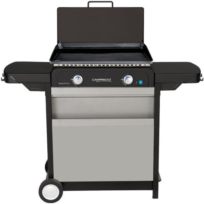 Plancha à gaz sur chariot CAMPINGAZ Flame EXLD 2 brûleurs Fonte double émaillage