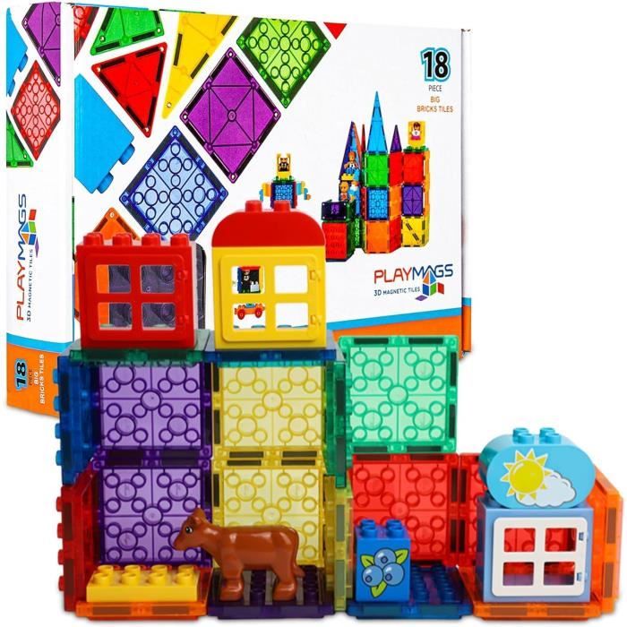 Jouet Magnétique Montessori Olvy - 80 Tuiles Magnétiques - Construction Enfants Dès 3 Ans - Ferme