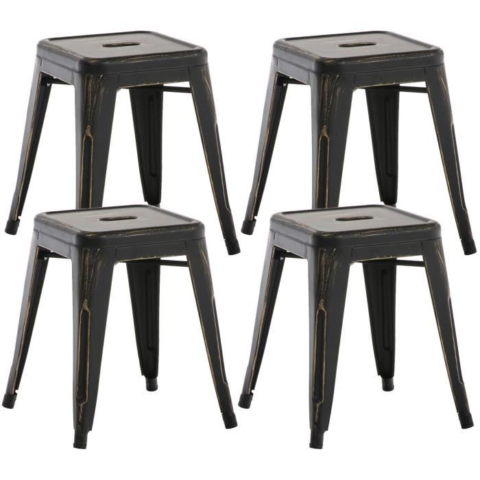 -CLP-Lot de 4 tabourets bas au style industriel Armin en métal-Array