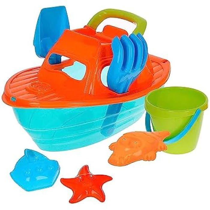 ColorBaby Color Beach 49265 Ensemble de Jouets de Plage, Seau Pelle et râteau, arrosoir et moules, Jeux de Sable, Sac en Filet pour Jouets, recommandé ColorBaby Color Beach 49265 Ensemble de Jouets de Plage, Seau Pelle et râteau, arrosoir et moules, Jeux de Sable, Sac en Filet pour Jouets, recommandé