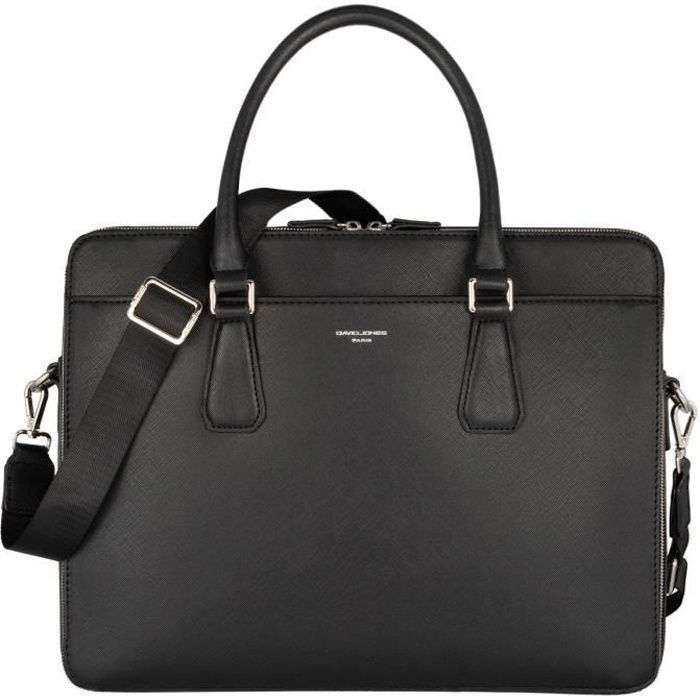 Sac à Main Business - David Jones - Sac Cuir PU 2 Compartiments - Bandoulière Réglable - Ordinateur 13 Pouces - Noir Sac à Main Business - David Jones - Sac Cuir PU 2 Compartiments - Bandoulière Réglable - Ordinateur 13 Pouces - Noir
