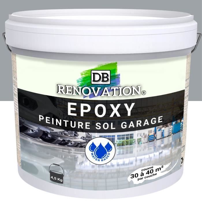 4,5 kg Gris fenêtre - RESINE EPOXY Peinture sol Garage béton - PRET A L'EMPLOI - Trafic intense - Etanche et résistante