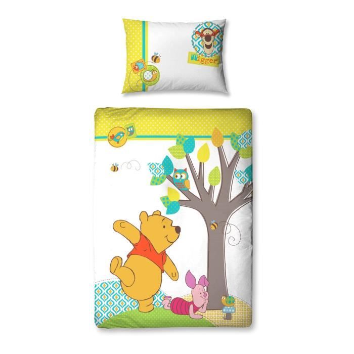 Parure De Lit Bebe Winnie L Ourson Disney Cdiscount Maison
