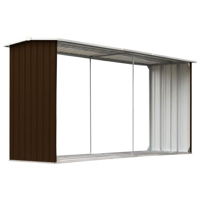 Abri De Stockage De Bois Acier Galvanisé 330x84x152 Cm Marron Vidaxl à Prix