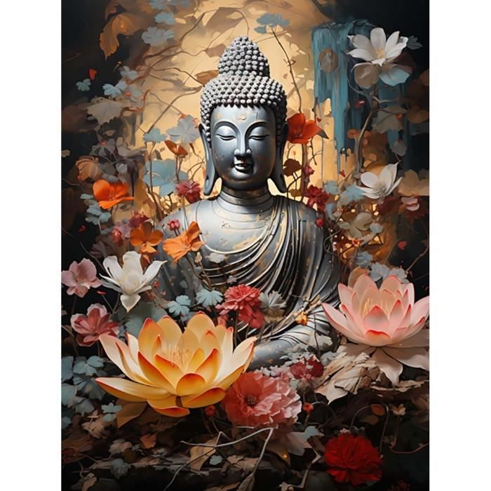 Kit Peinture Diamant Bouddha 40x50 Cm - Toile HD, Strass Ronds, Outils Inclus - Loisir Créatif Adulte
