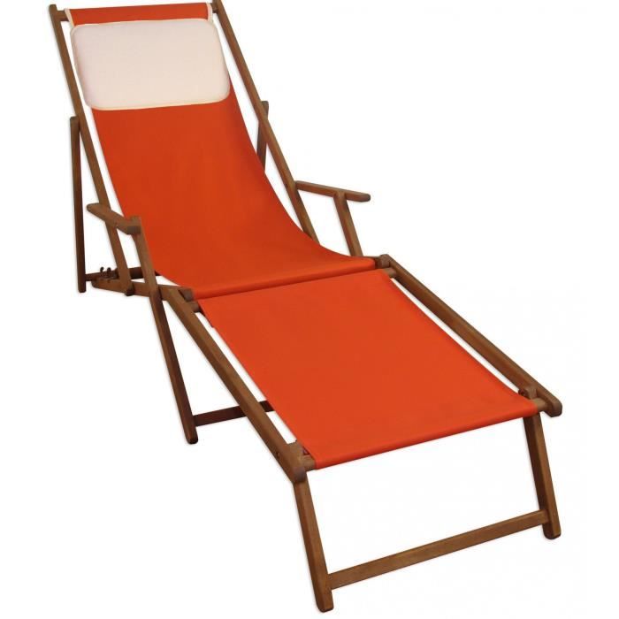 chaise longue - erst-holz - 10-309fkh - bois massif - pliant - couleur terracotta