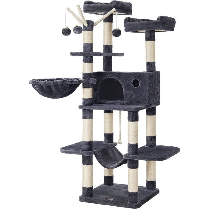 Comparer les prix de FEANDREA Arbre à Chat XXL, Tour de Jeux 164 cm, Gris Anthracite