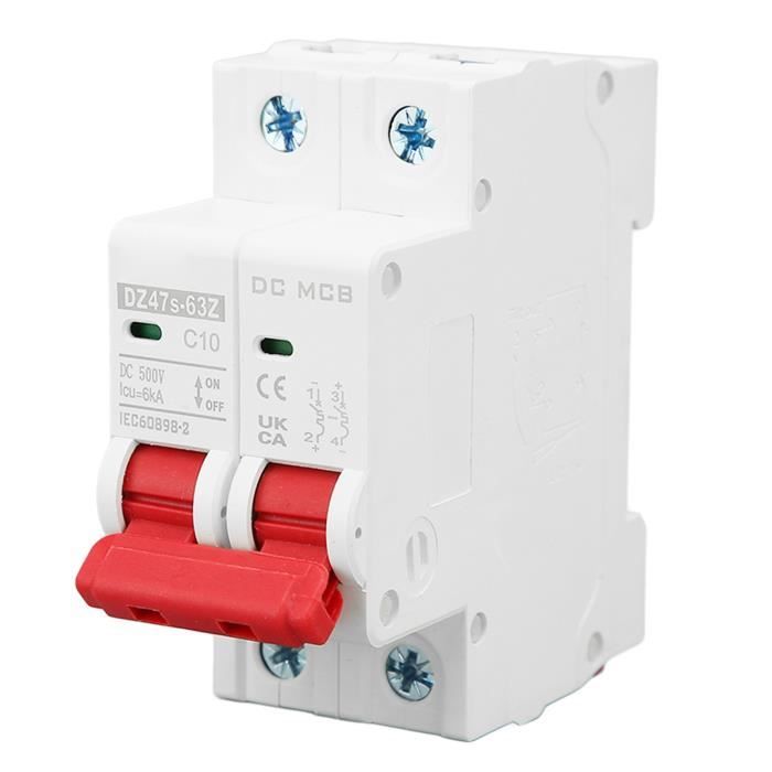 Disjoncteur DC 500V 2 Pôles - Courants 10A à 63A - Marque Fiable - Neuf