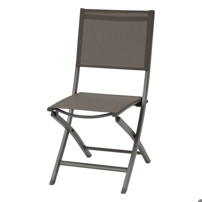 Lot de 4 chaises de jardin pliantes Essentia wengé & praliné aluminium et texaline - Hespéride Lot de 4 chaises de jardin pliantes Essentia wengé & praliné aluminium et texaline - Hespéride
