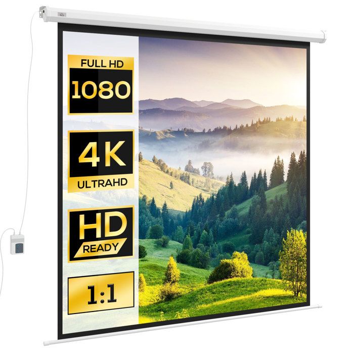 HOMCOM - Écran de projection - Plastique - 195x8x182cm - Blanc