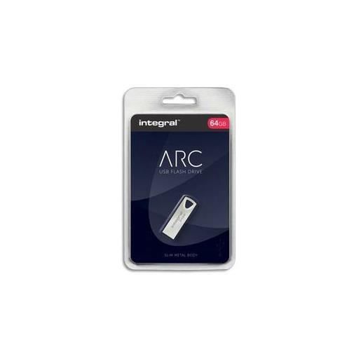 Integral Clé USB - MEMORY - Métal ARC 64Go - USB 2.0 - Compatible MacOS et Windows