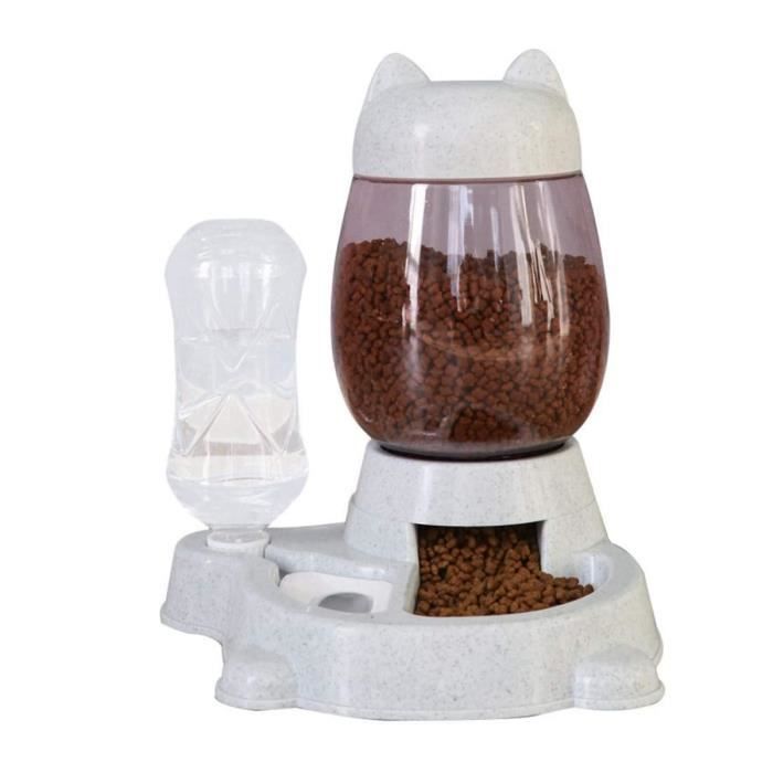 Comparer les prix de Distributeur Eau et Croquettes Automatique pour Chien et Chat,Distributeur De Nourriture Eau Fontaine Automatique,Gris