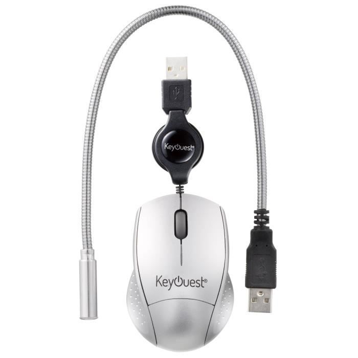 Keyouest Mini souris filaire rétractable USB KEYOUEST noir - prix