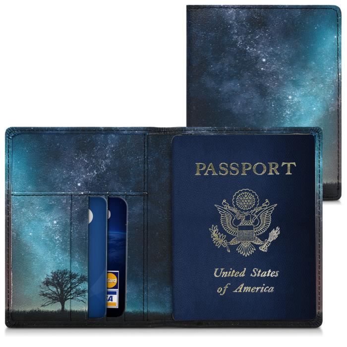Housse De Passeport De Voyage – Bleu Turquoise Et Or, Protection Portefeuille