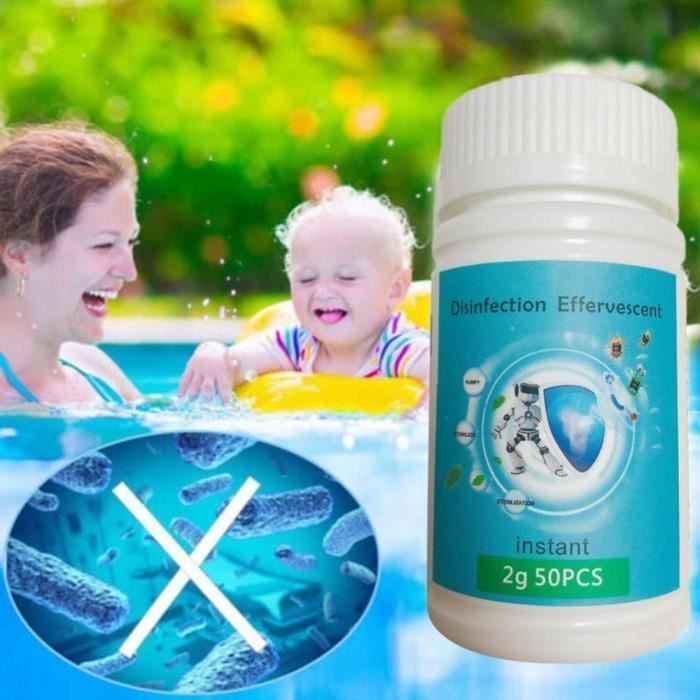 50 Pcs/Boîte Pastilles de Chlore Choc pour Piscine Natation Désinfection