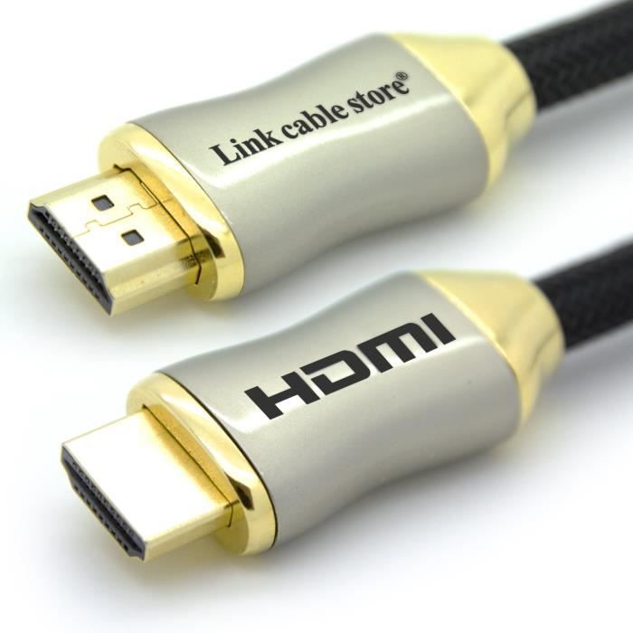 LCS - Orion XS 1M - Câble HDMI 1.4 - 2.0 - 2.0 a/b - Pro - 3D - UHD 4K 2160p - Full HD 1080p - HDR - ARC - CEC - Plaqués or
