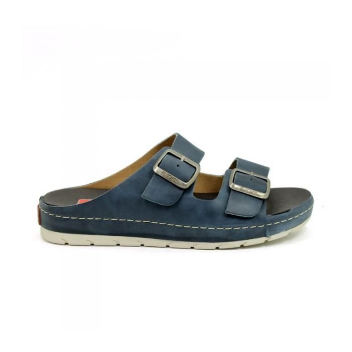 FLUCHOS Sandales - Boucles - Cuir - Marine - Taille - Quarante Homme Ref.  650_34976 Marine - Cdiscount