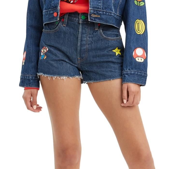 LEVI'S SHORTS X SUPER MARIO 501 HIGH-WAISTED Bleu - Cdiscount Prêt-à-Porter