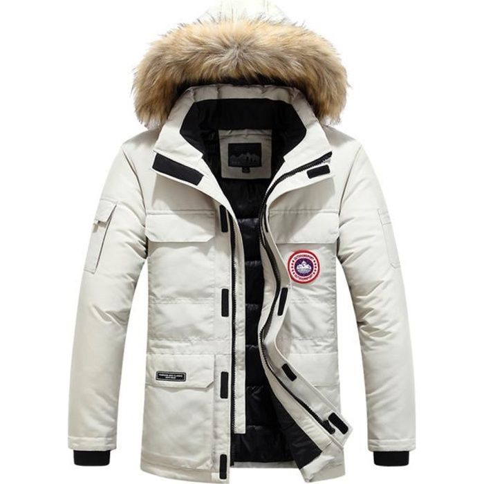 Doudoune Homme Hiver Épais Outwear Blouson Sport Chaud Manteau Militaire  Parka Fausse Fourrure avec Coupe-Vent VêTement Masculin Blanc - Cdiscount  Prêt-à-Porter