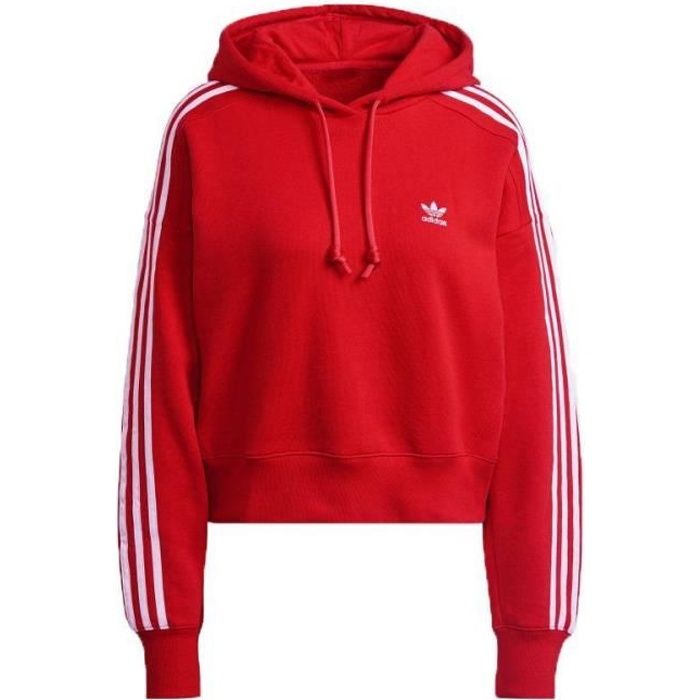 Sweat-shirt à capuche court pour femme ADIDAS - Rouge - Manches longues  Rosso - Cdiscount Sport