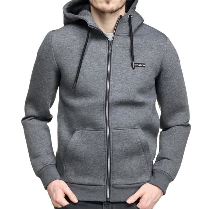 sweat zippé gris foncé homme teddy smith nark