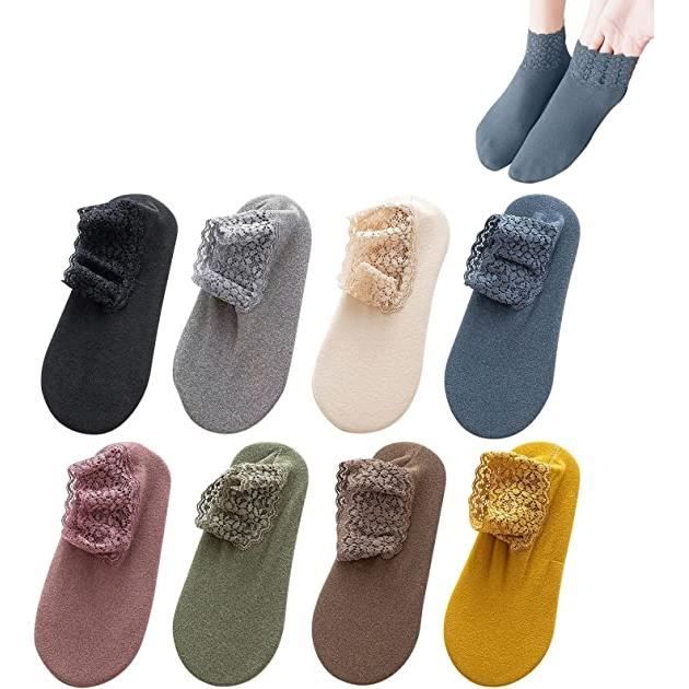 6 Paires De Chaussettes Fines à Motifs Floraux Dentelle - Style Lolita Mignon - Femme