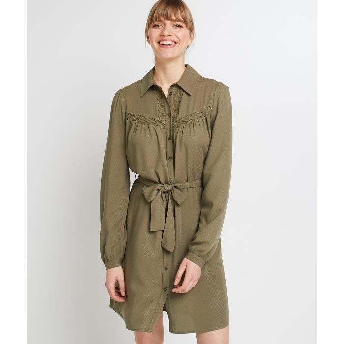 Robe chemise femme GRAIN DE MALICE Kaki Vert Adulte Kaki Cdiscount Pret a Porter