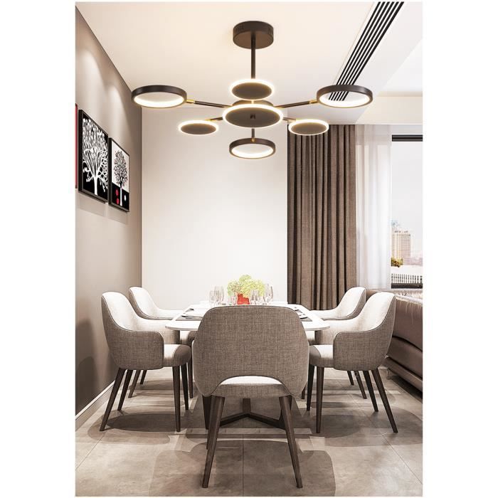RUMOCOVO® mat noir fini moderne Led lustre pour salon chambre salle détude réglable nouveau Led lustre luminaire，6 têtes