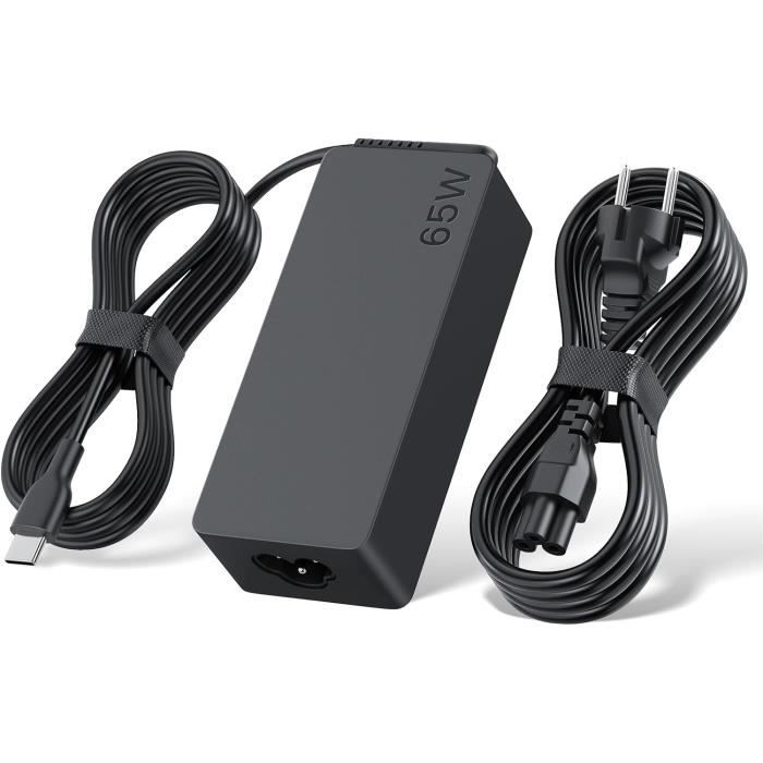 Chargeur USB-C 65W Pour Lenovo ThinkPad T480/T490 Et Autres - Adaptateur Secteur Universel - Garantie 1 An