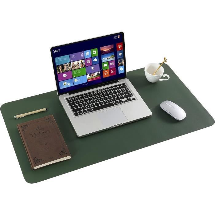 Tapis De Bureau Double Face En Cuir PU KINGFOM - Noir 80x40 Cm - Protège Le Bureau, Antidérapant, Facile à Nettoyer - 6