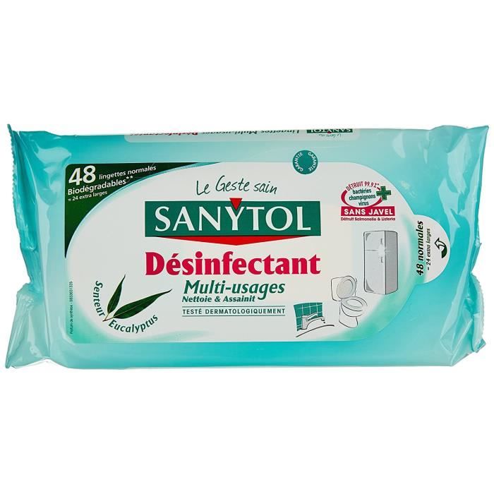 Sanytol - 33631325 - Lingettes Multi-Usages Désinfectantes x 48