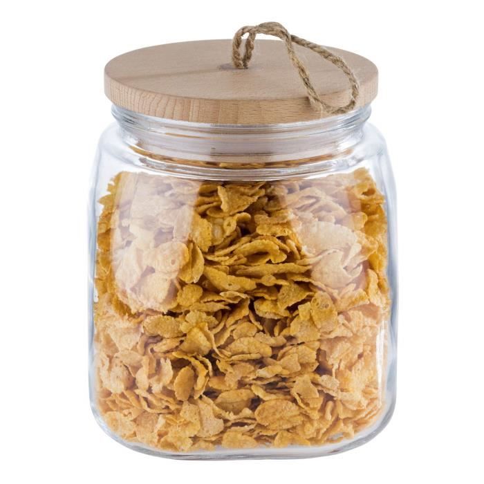 Pot de conservation Woody – pot en verre de haute qualité avec couvercle en bois
