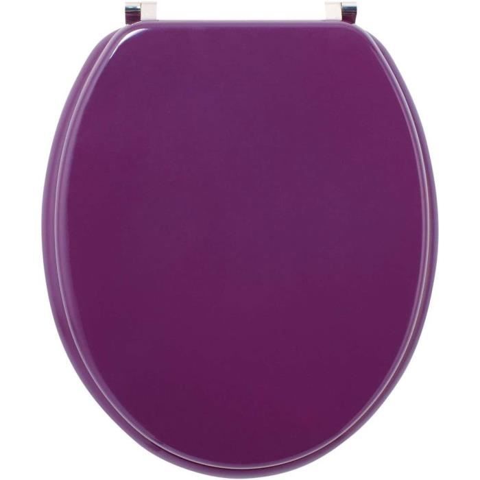 Abattant WC Woody Prune Uni – Fibre De Bois 100% FSC, Forme Universelle, Charnières Inox Anti-Corrosion – Wirquin Qualité Française