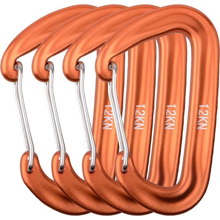 Azarxis Mousquetons 12 KN Mousquetons Porte Clé en Forme D 2 ou 4