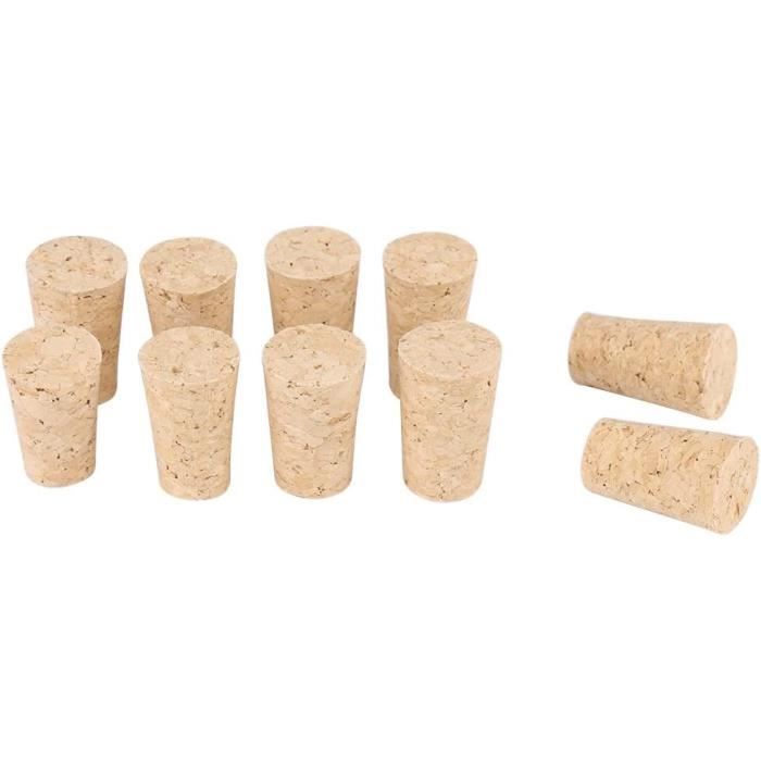 Lot De 40 Bouchons En Liège Coniques Pour Bouteilles De Vin Et Bière - Dimensions 22 X 17 X 35 Mm, Bois Naturel