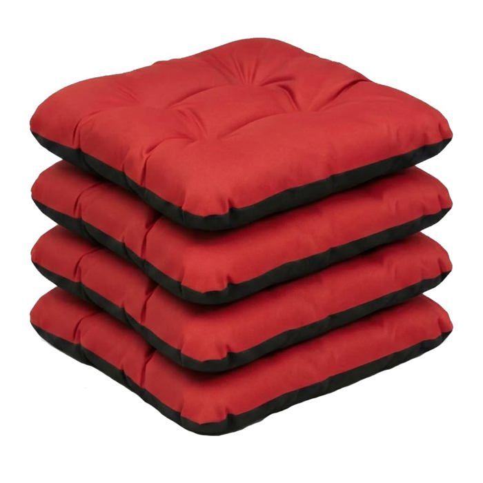 Coussin pour Chaise Siège Banc de Jardin Canapé - SuperKissen24 - Lot de 4 x 45x45 cm - imperméable - Rouge