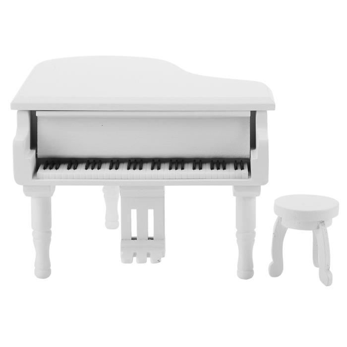 Mini Piano Et Tabouret Pour Maison De Poupée – Modèle En Bois 13 X 10,3 X 5,5 Cm – 1:12