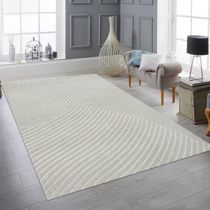 Tapis salon et chambre tissé motif géométrique echo 3 Couleur gris, beige, orange Un Amour De Tapis | La Redoute