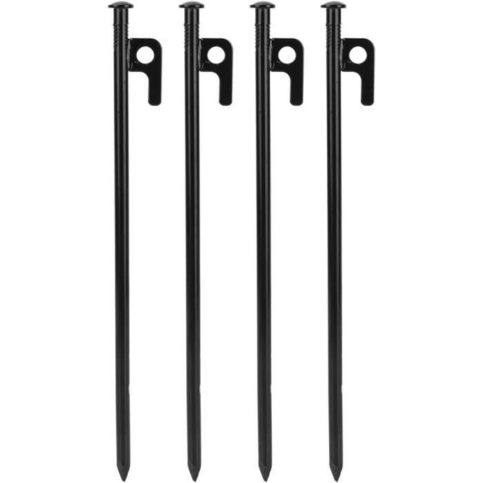 Pack De 8 Piquets De Tente 40 Cm - Acier Noir Avec Anneau - Idéal Camping