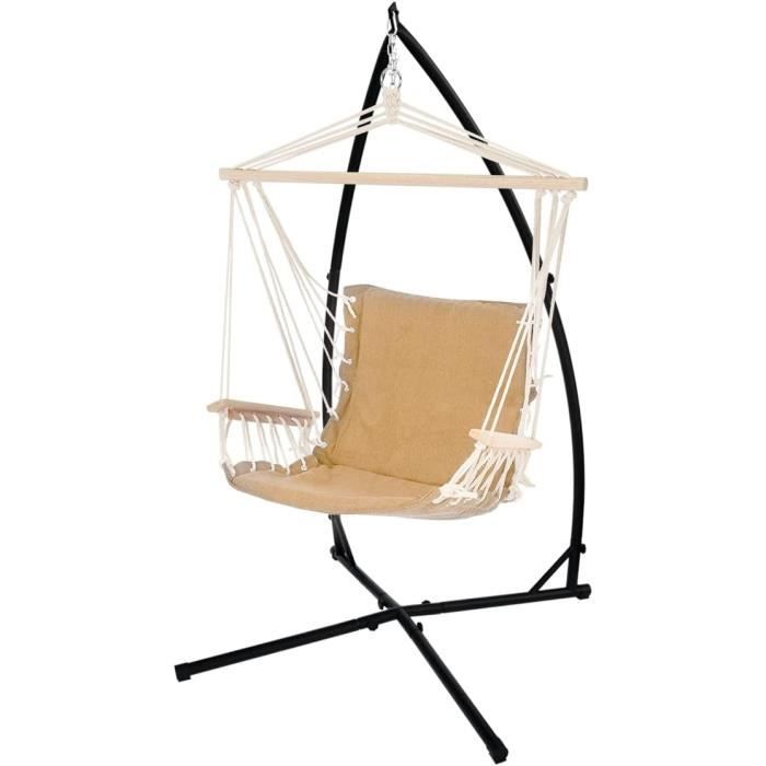 Fauteuil Suspendu Avec Support Intérieur/Extérieur - Hamac Balançoire Avec Coussins | Capacité 150kg