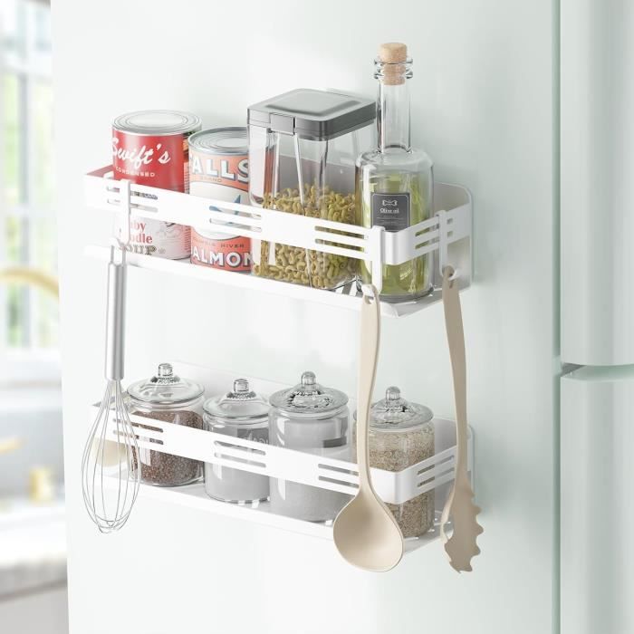 Étagère Refrigerateur Magnetique - Étagère Aimantée Frigo Porte Épices, Réfrigérateur Porte Épices Étagère Latérale, Étagère Magnetique Frigo Frigidaire, Étagère Magnétique Machine à Laver, Noir