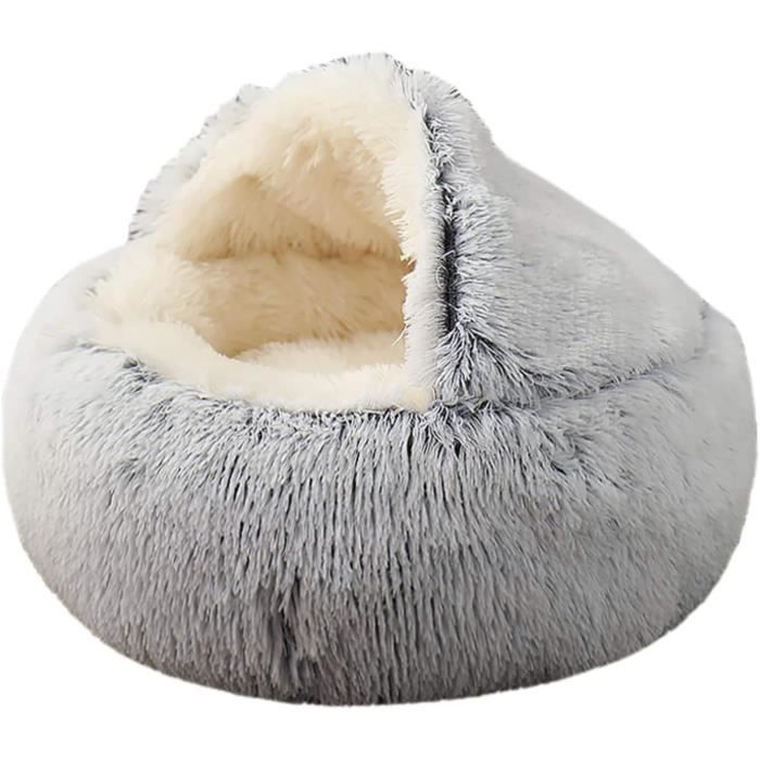 Panier Donut Pour Chien Et Chat - Doudou Anti-stress, Fond Antidérapant - Gris Foncé 80cm - 7