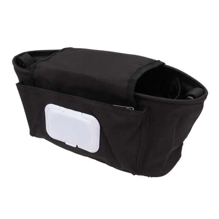 Sac De Rangement Suspendu Pour Poussette + 2 Crochets - Organisateur Multifonction Gris