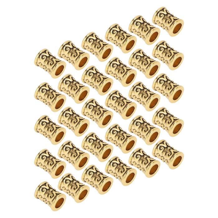 24 Perles Cheveux Vintage Cuivre Antique - Grand Trou 6mm Pour Tressage, Barbe & DIY Bijoux