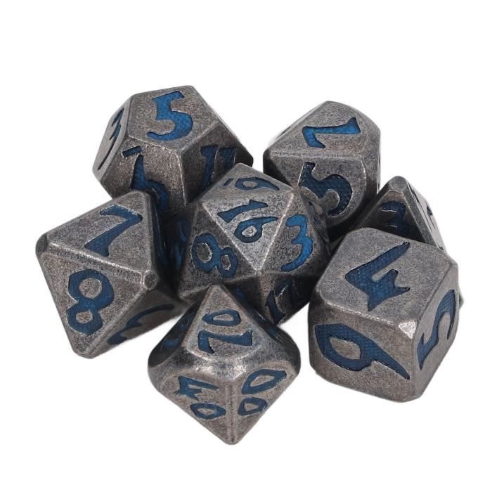 Dés polyédriques en métal gravés pour accessoires de jeu Dés en métaux