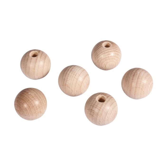 Grosse Boule percée en bois de hêtre, diamètre 80 mm, perçage 10 mm Soledi,  Boules percées en bois