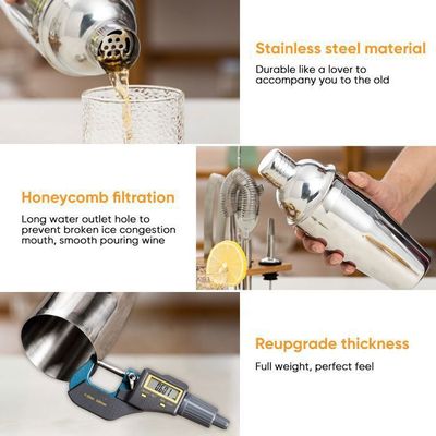 Puooifrty Kit De Barman 23 PièCes,Mixeur à Cocktail Ensemble De Support En Acrylique à Grain De Glace En Acier Inoxydable Pour Boissons MéLangéEs Outils De Bar à Martini