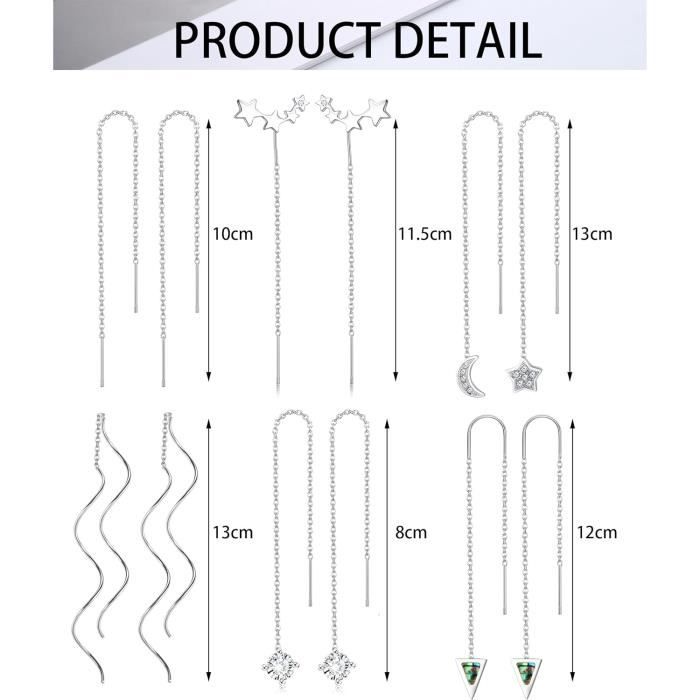 Lot de 6 paires de boucles d'oreilles avec cristaux effet givré Demi-Fine | FR